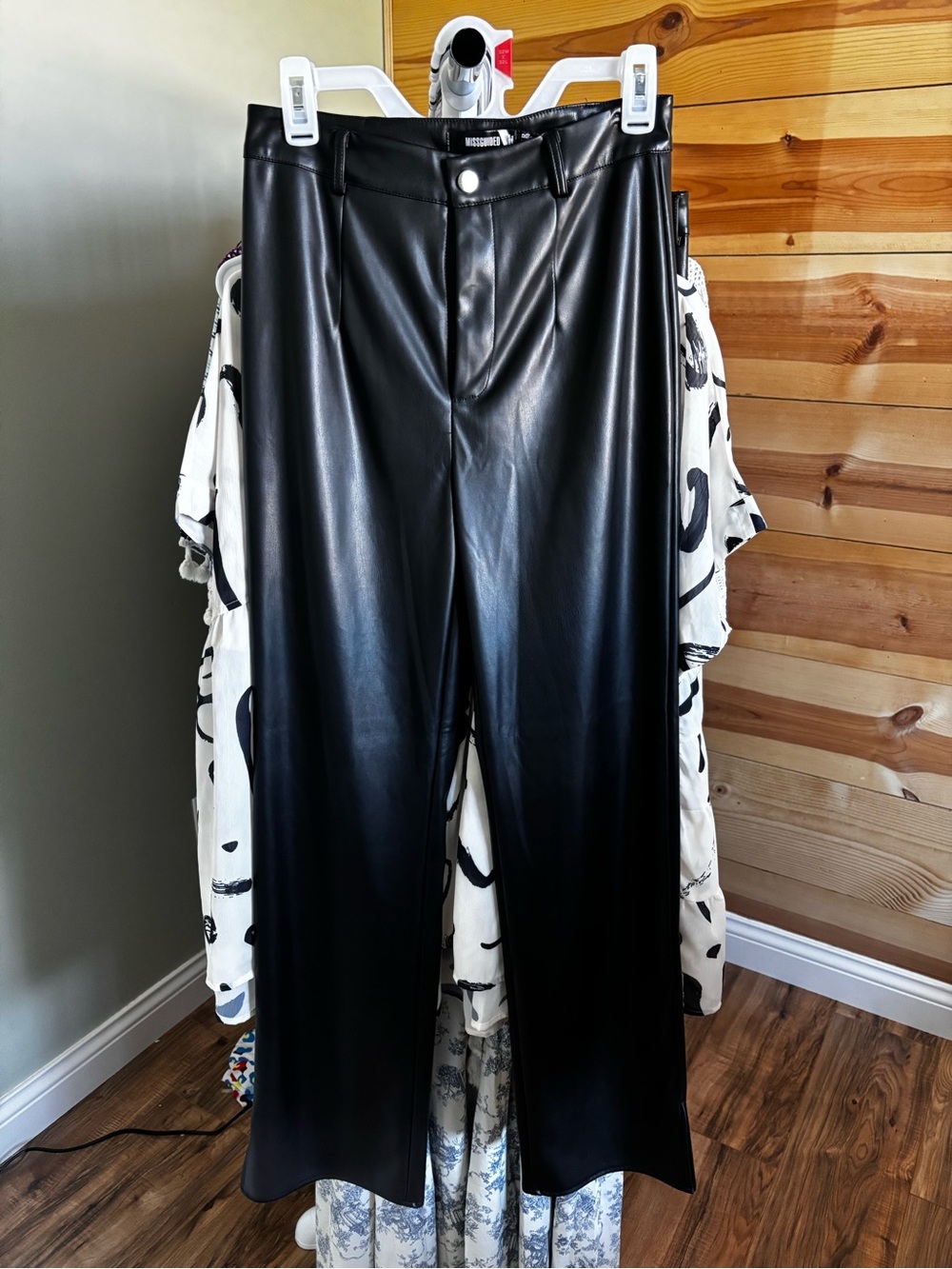 Missguided wide leg leather pants
